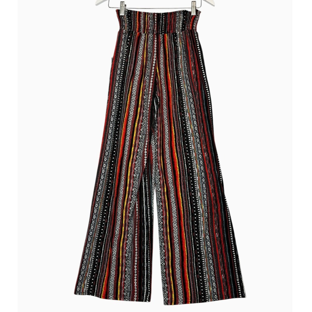 Urban CoCo Womens L Boho Palazzo Wide Leg Pants High Waist Tribal Geometric